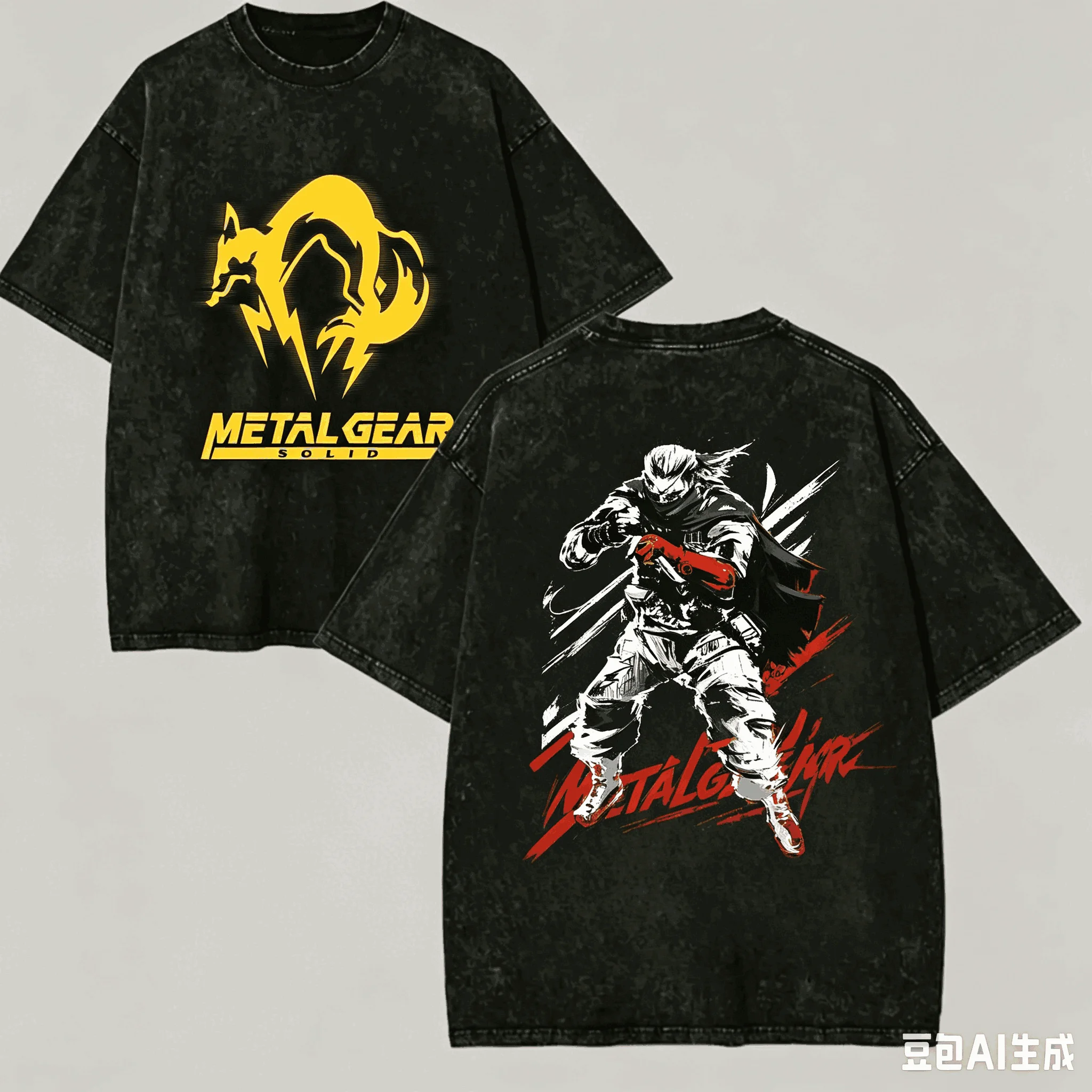 Metal Gear Solid Washed T shirt Anime Lover Harajuku New Model Oversized Vintage Loose Unisex personality Clothes hot product