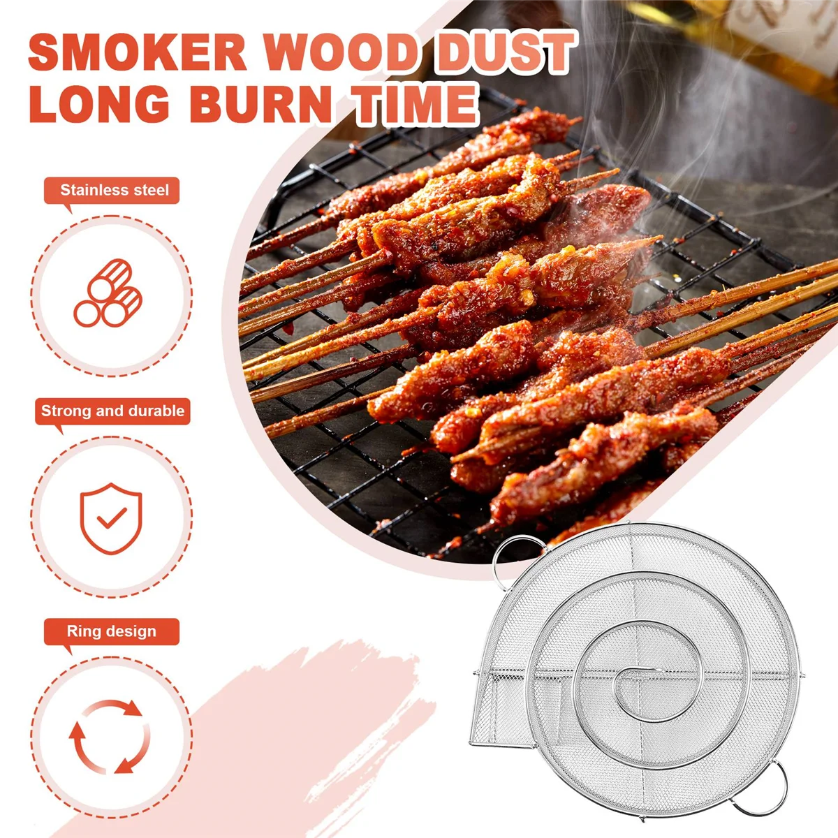 

AT14 Cold Smoke Generator for BBQ Grill or Smoker Wood Dust Hot and Cold Smoking Salmon Meat Burn Stainless Cooking Bbq Tools