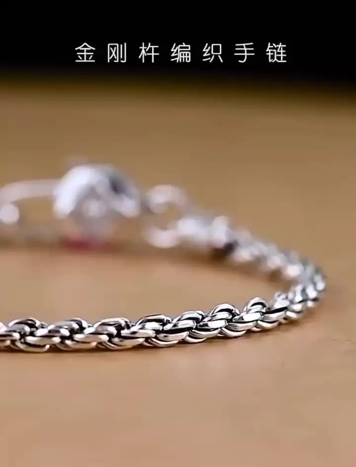 

Винтажный браслет с черепом из серебра S925, в стиле панк-хип-хоп, для мужчин и мальчиков, подарок, высокое качество, американские уличные мотоциклетные украшения