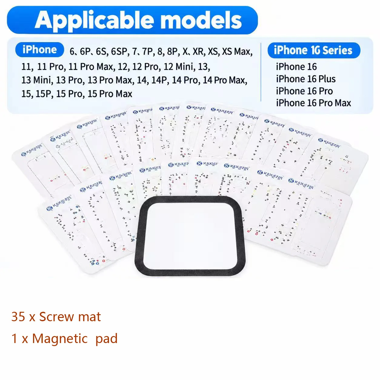 New 36-in -1 Part Chart Magnetic Screw Mat Maps Guide Pad for iPhone 6 to 16pro Max Professional Plate Repair Tool