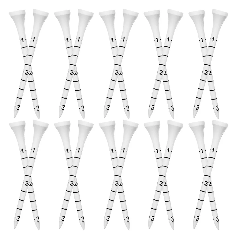 

50 шт. Деревянные ти для гольфа с разметкой, высокие держатели для мячей, прочные, устойчивые к ржавчине, с гладкой поверхностью, не повреждающие клюшки, с функцией измерения