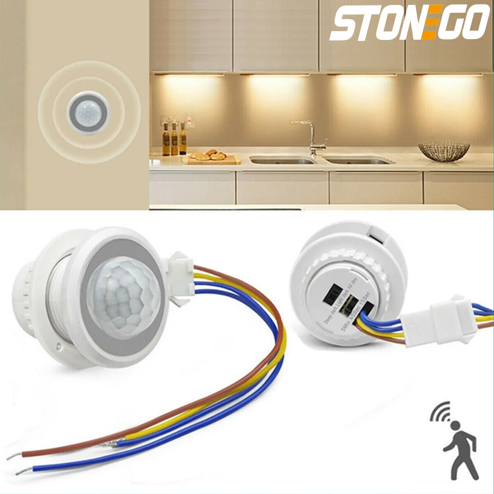 STONEGO Adjustable Time Delay LED PIR Infrared Motion Sensor Switch for Home Lighting AC 85V-265V Induction Detection