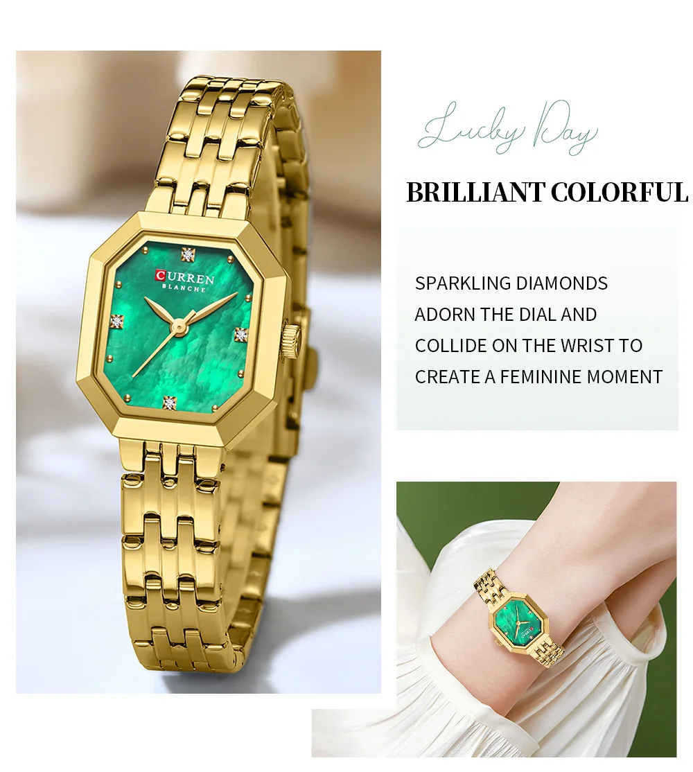 CURREN Elegance Damenarmbanduhr mit Rechteckzifferblatt, silberfarbenes Edelstahlarmband, Vintage, minimalistisches Quarz-Armbanduhr-Design. – Detail 3