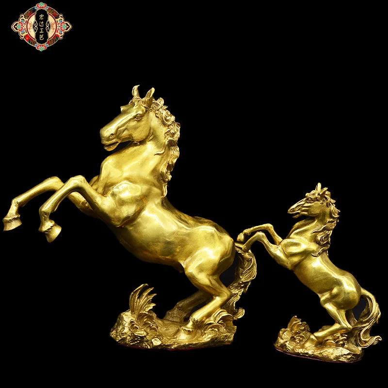 Large Brass Zodiac Horse Entrance hall bronze horse figurine, a bronze gift symbolizing success and good fortune