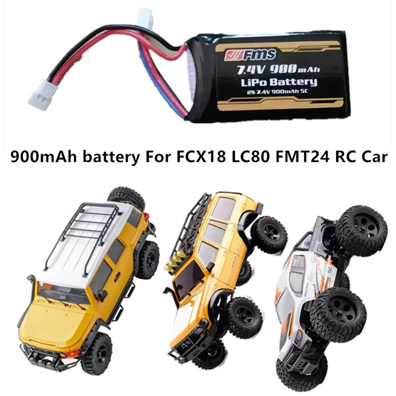 FMS LIPO BATTERY 2S 7.4V 900mAh C2259 for New 1/18 1:18 FCX18 LC80 1/24 1:24 FMT24 RC Car