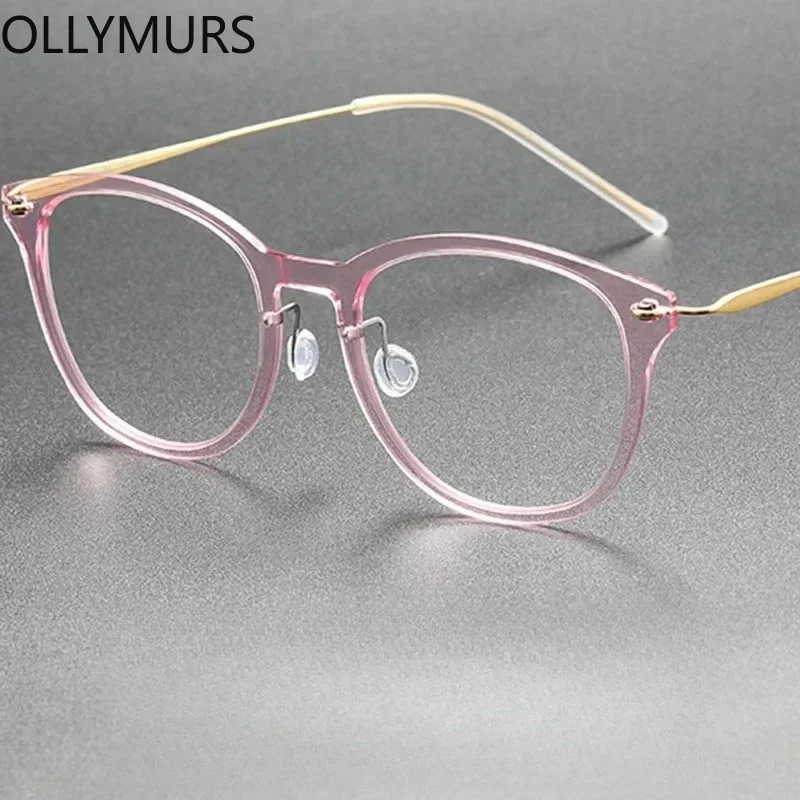 

OLLYMURS Дания безвинтовые оправы для очков для мужчин и женщин, винтажные титановые очки, легкие очки, цветные 6506