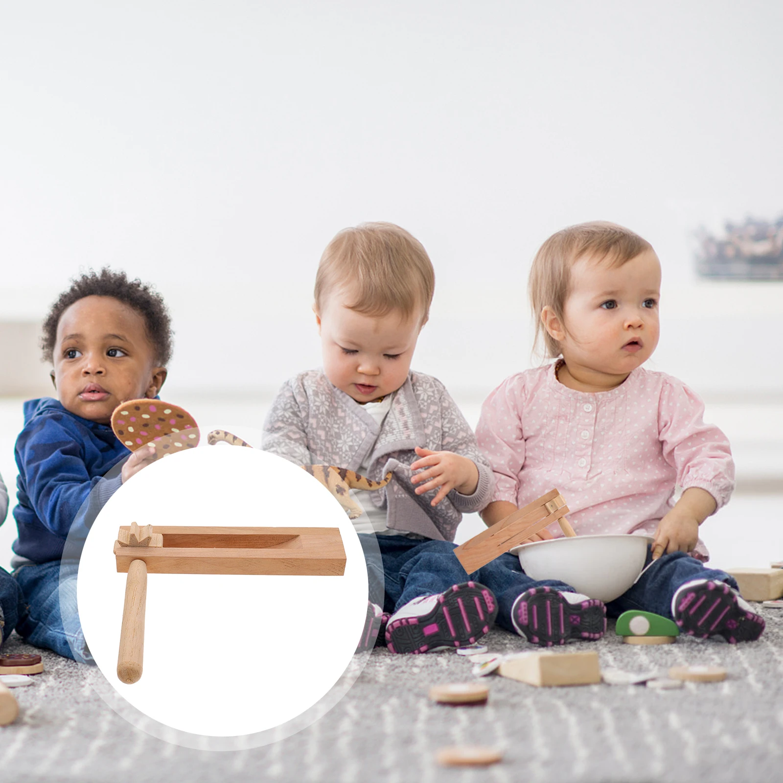 

Wooden Soundboard Ratchet Noise Maker Matraca Toy Practical Castanet for Children Hand Percussion Music Kids Traditional