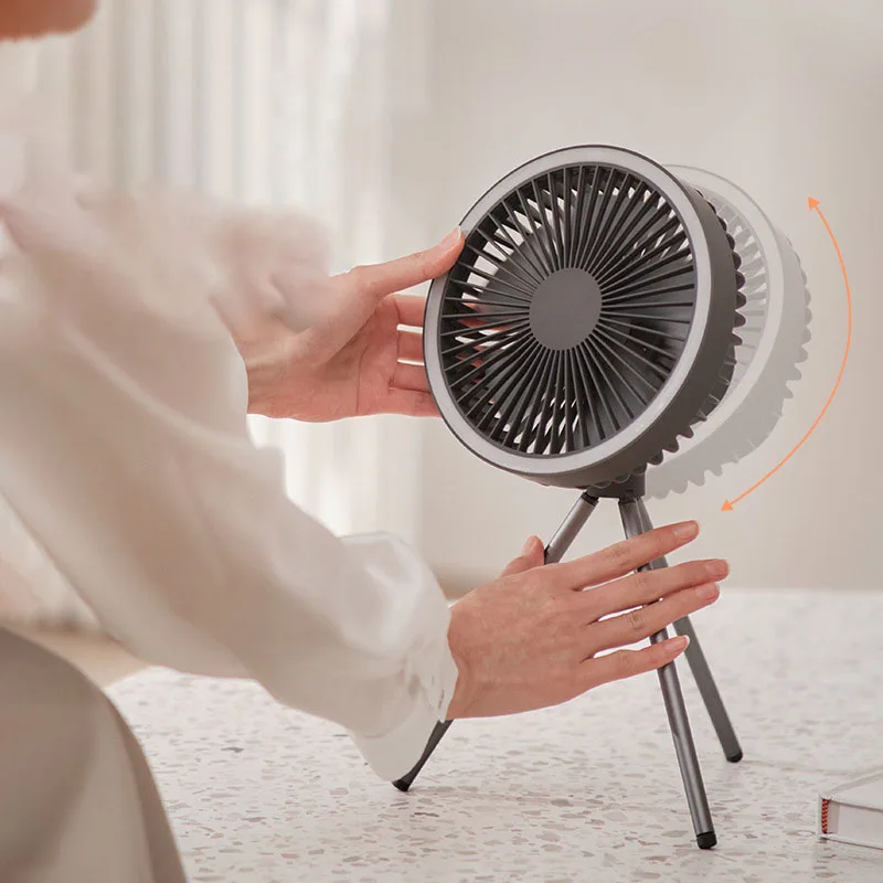 Summer Outdoor Camping Fan Portable Tent Ceiling Fan Light Usb Rechargeable Hanging Upright Camping Tripod Household Outdoor Fan