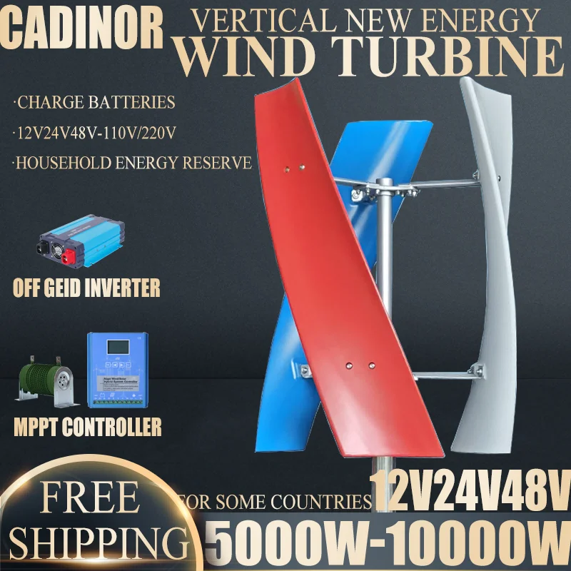 5000W-10000W 12V 24V 48V Off Grid Renewable Energy System Vertical Axis Wind Energy Turbine Switching Power Supply FOR YOU