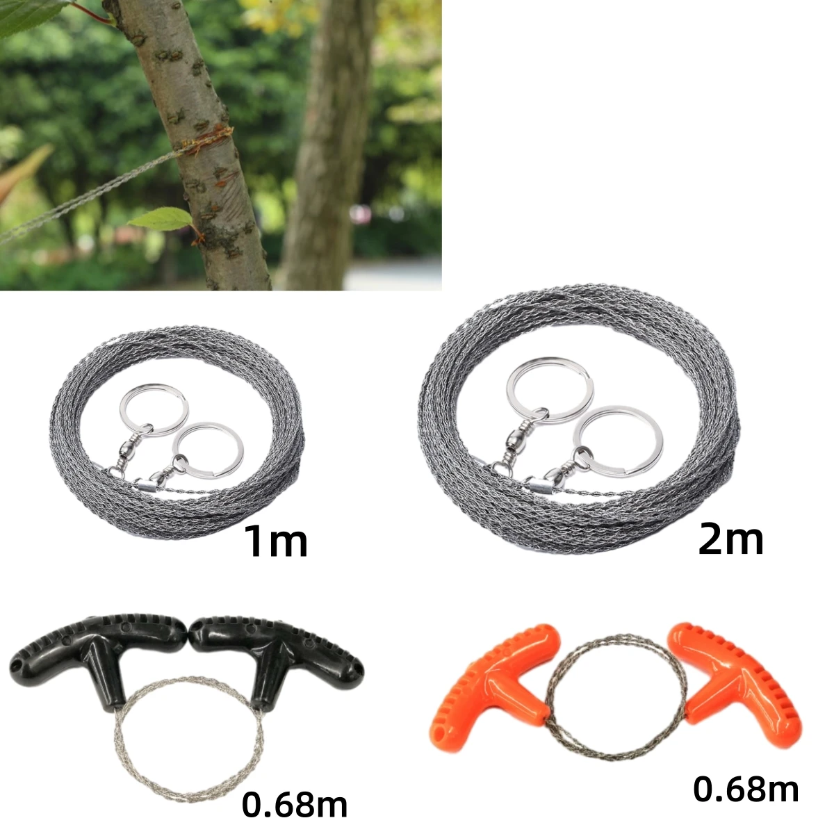 4/2/1Pcs Outdoor Manual Hand Steel Wire Saw 1/2M Hand Chain Saw Cutter Portable Travel Camping Emergency Gear Survival Tools