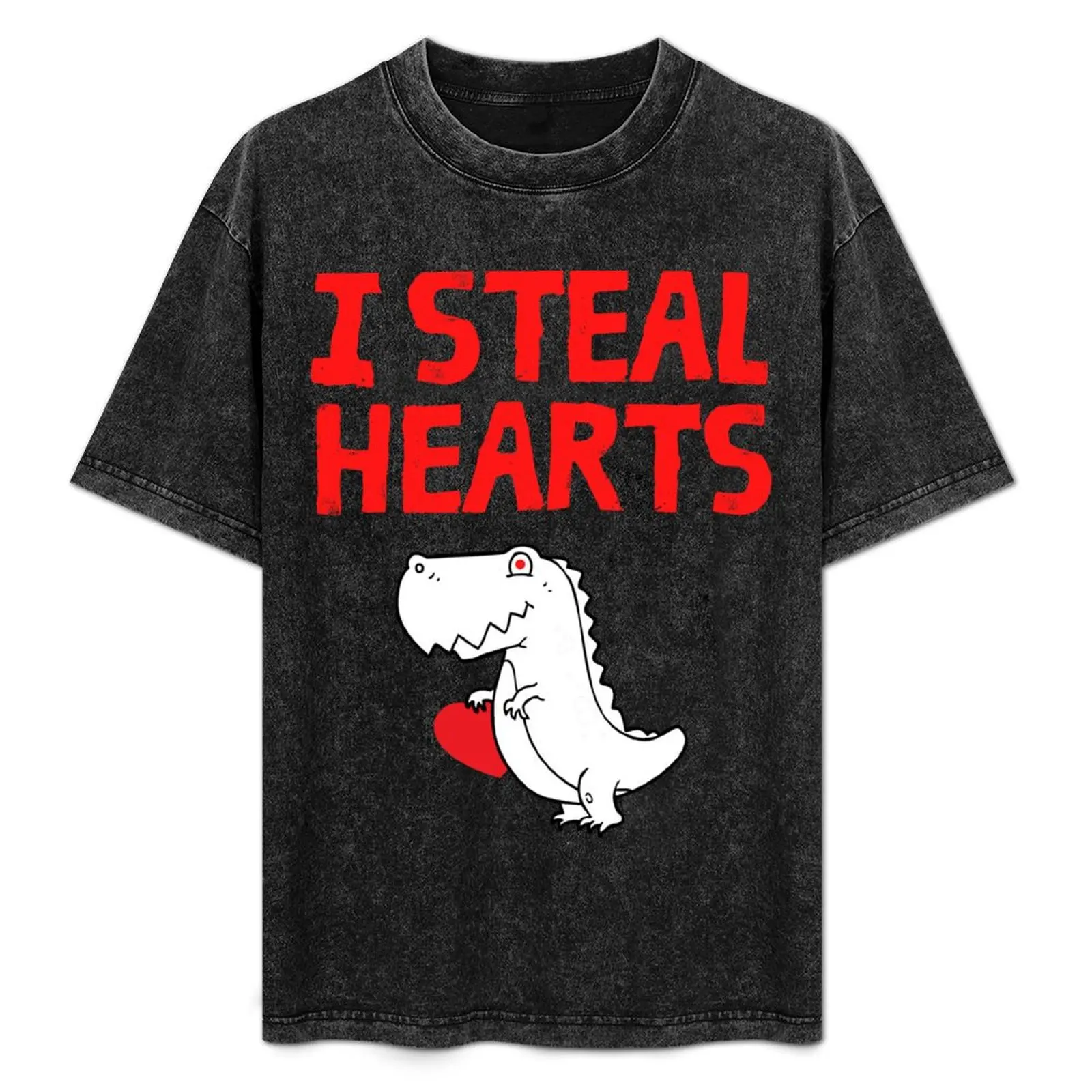 

I Steal Hearts Trex Dino Cute Baby Boy Valentines Day Gift T-Shirt Casual Loose Fit Short Sleeve T-Shirt