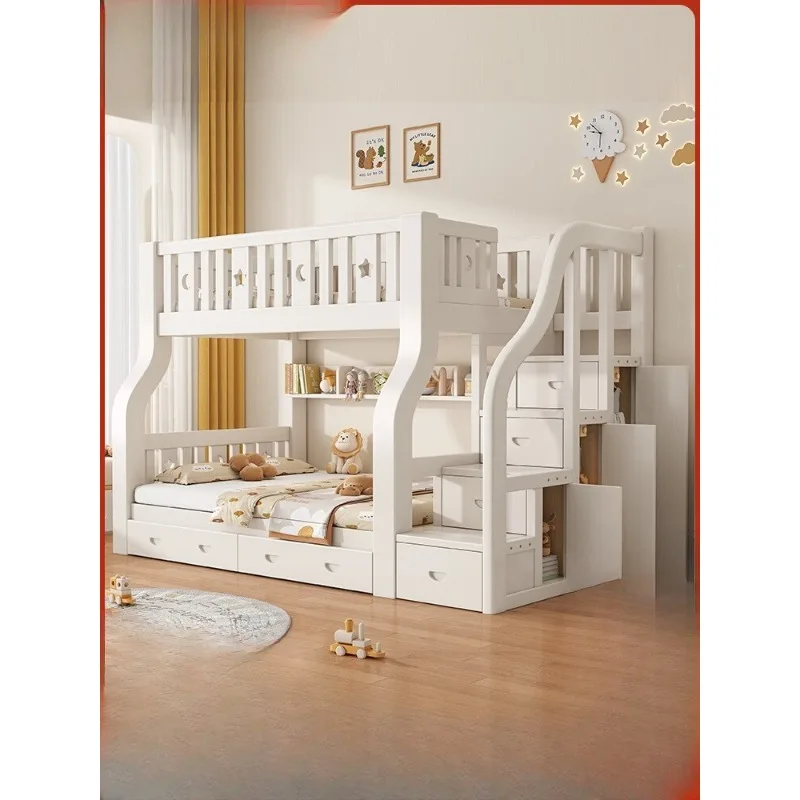 

Full solid wood high and low bed upper and lower beds Bunk beds Adult adults Mother and child multi-functional upper and lower b