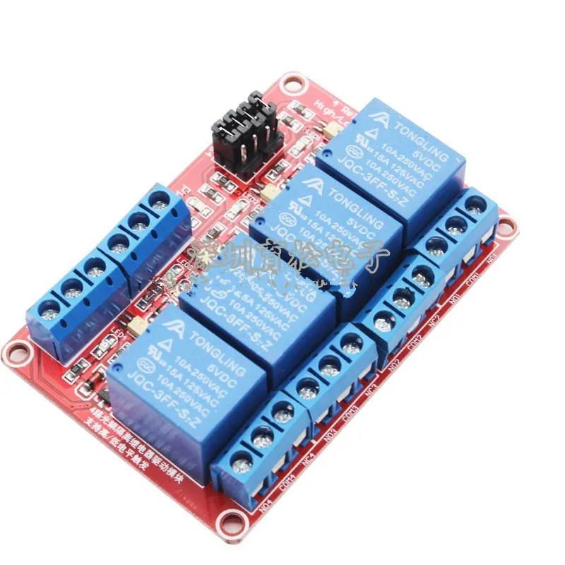 4 Channels 5V 24V Relay Module, with Optocoupler Isolation, Supports High and Low Level Triggering