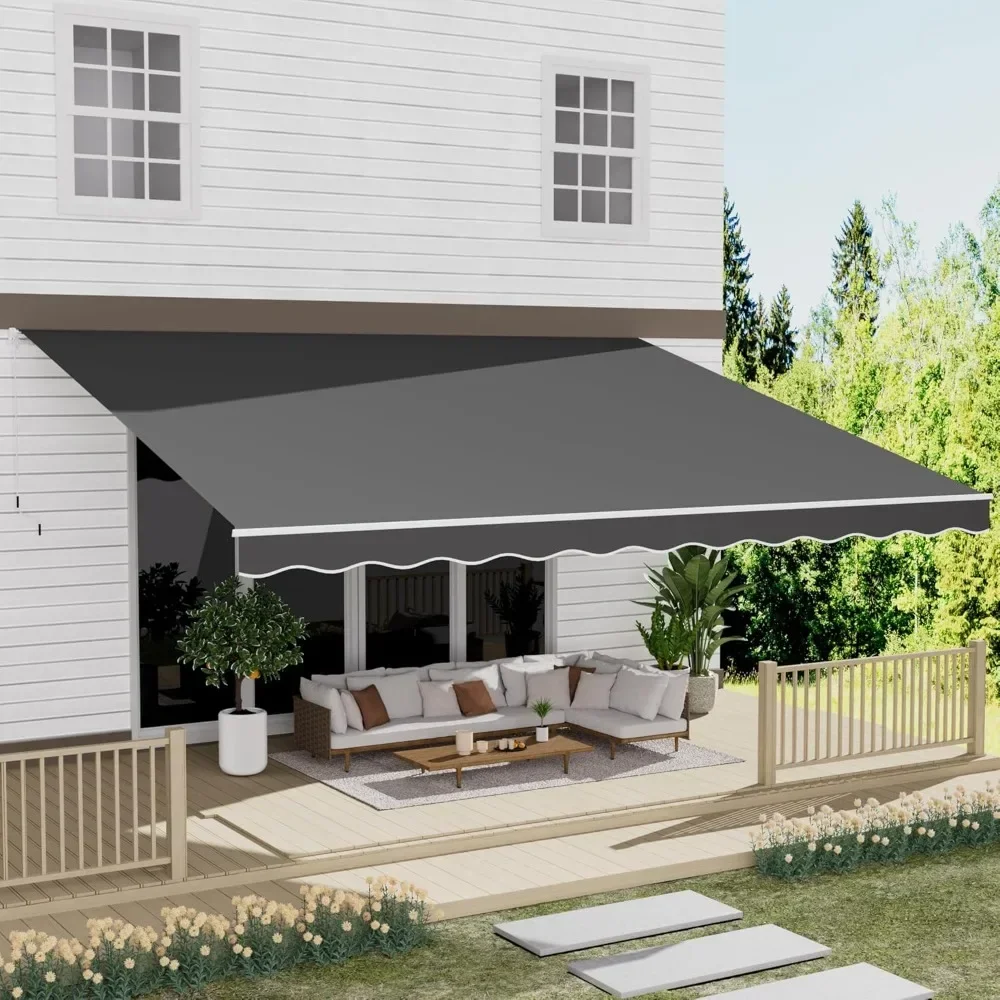 

Выдвижной тент 13 x 10 футов — тент для патио «Закат» с водонепроницаемым чехлом и рукояткой — навес от солнца для использования на открытом воздухе