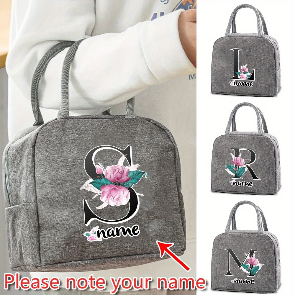 

Customized Insulated Lunch Bag Bento Bag Aluminum Foil Lunch Box Women's Handbag Black Letter Insulated Lunch Box Food Bag