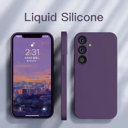 Coque de téléphone en silicone liquide d'origine pour Samsung, protection arrière, coque souple, Galaxy A54, A55, 5G