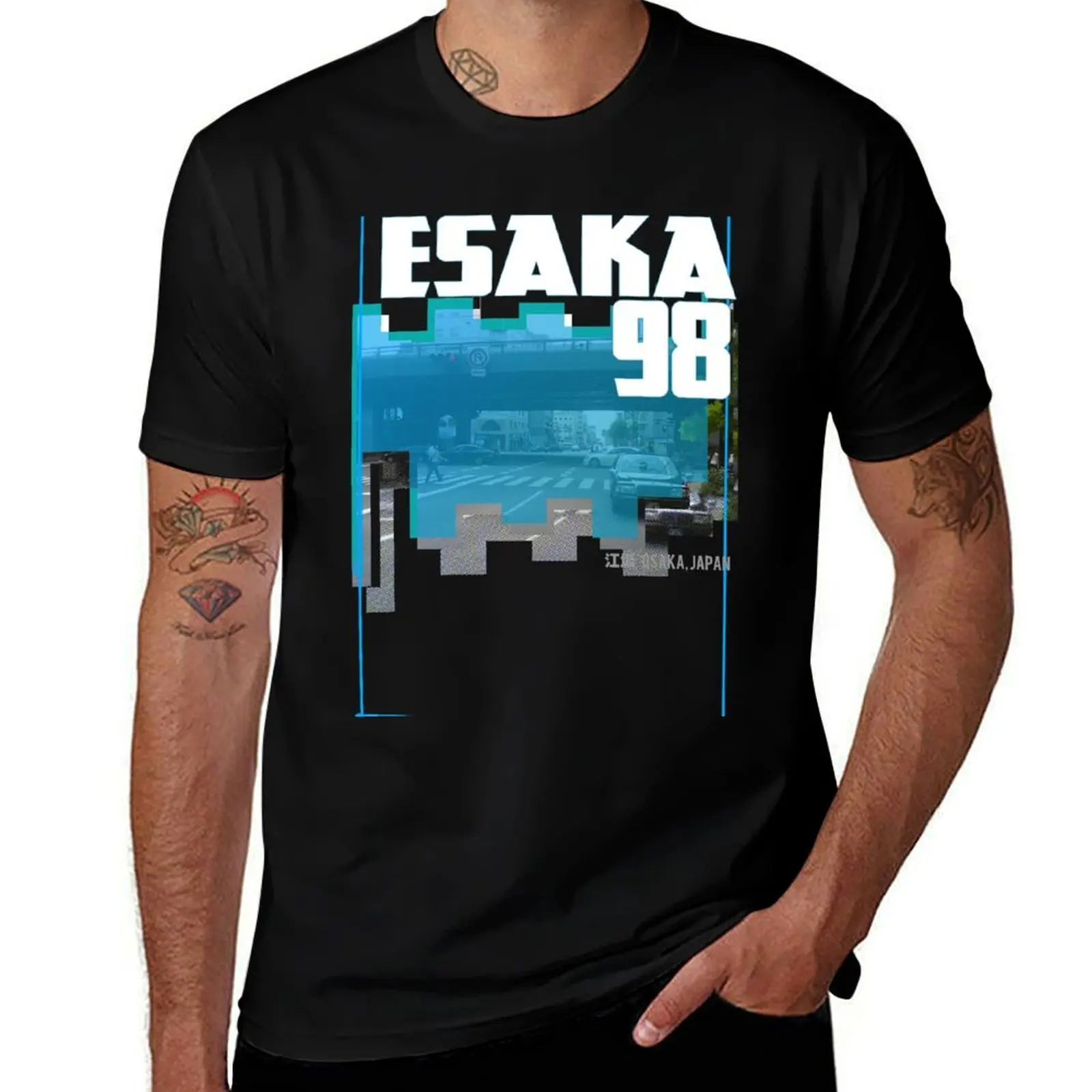 T-shirt Esaka Blue Chip, t-shirt décontracté d'été, coupe ample