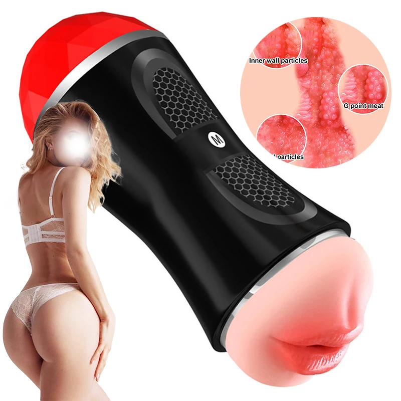 18cm cabeça dupla brinquedos sexy para homens adultos 18 masculino silicone masturbador copo vagina boca 2 em 1 buceta real erótico vaginal para