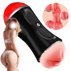 18cm cabeça dupla brinquedos sexy para homens adultos 18 masculino silicone masturbador copo vagina boca 2 em 1 buceta real erótico vaginal para homem