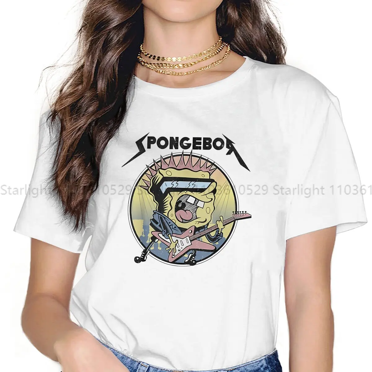 Spongebobed Photographic Women's T Shirt  Ladies Tees Kawaii Polyester Tops Basic Tshirt y2k Hipster