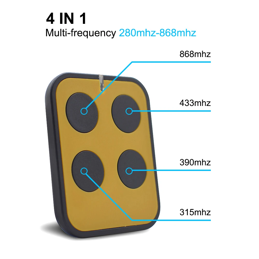 Garage Door Remote Control 280-868MHz MultiFrequency Duplicator Opener 4 In 1 Gate Keyfob Transmitter 433.92MHz Rolling Code