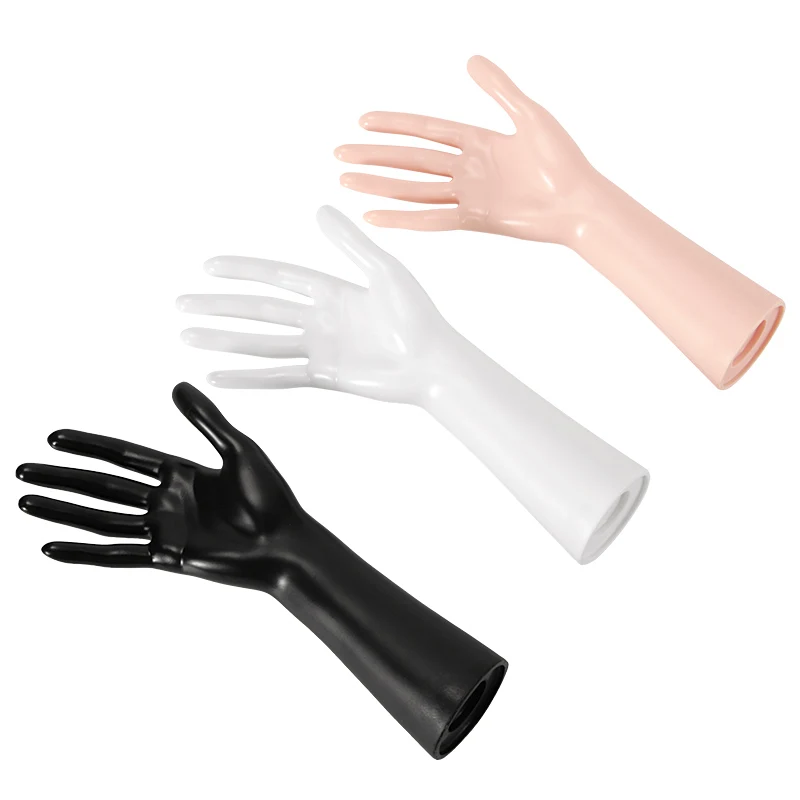 A Vinyl PVC Female Hand Mannequin with Arm Women Right Hand Standing Model Jewelry Ring Glove Display Prop