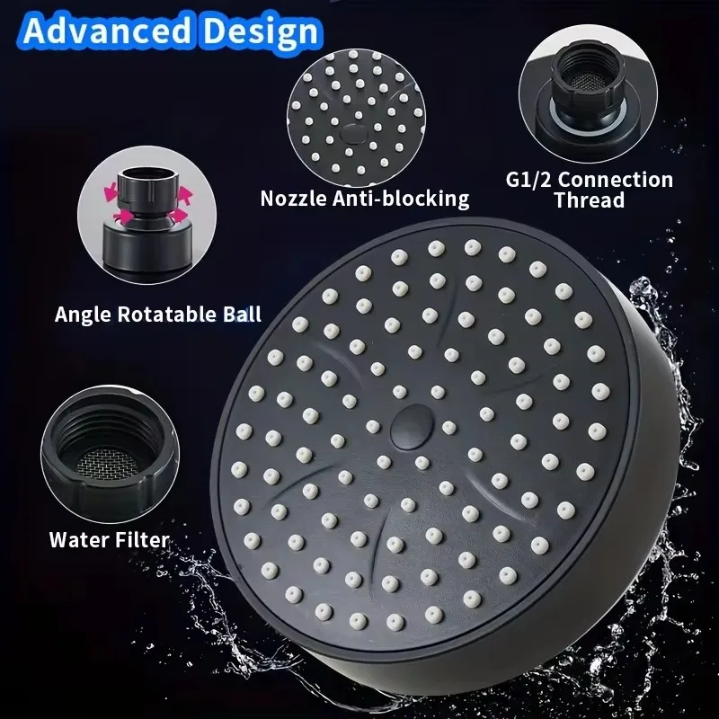 1 Pcs 4 Inch Mini High Pressure Shower Head Black Silver Top Sprayer Wall Mounted Rainfall Showerhead Bathroom Accessories