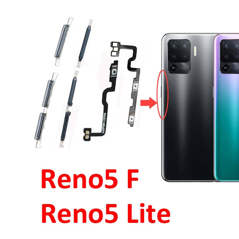 For Oppo Reno 5 Lite CPH2205 Phone New Power Volume Button External On Off Key Internal Flex Cable Parts For Reno 5F CPH2217 image 2