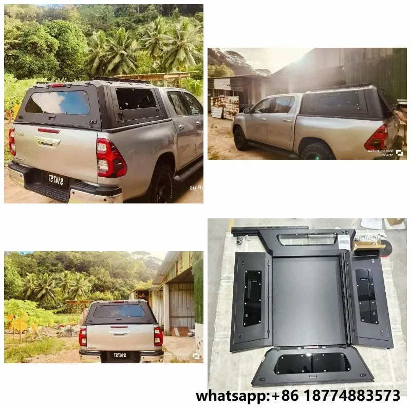 Custom-Fit Pickup Canopy for Toyota Hilux Rust-Proof Hardtop Truck Topper Universal Cargo Canopy with Toolbox