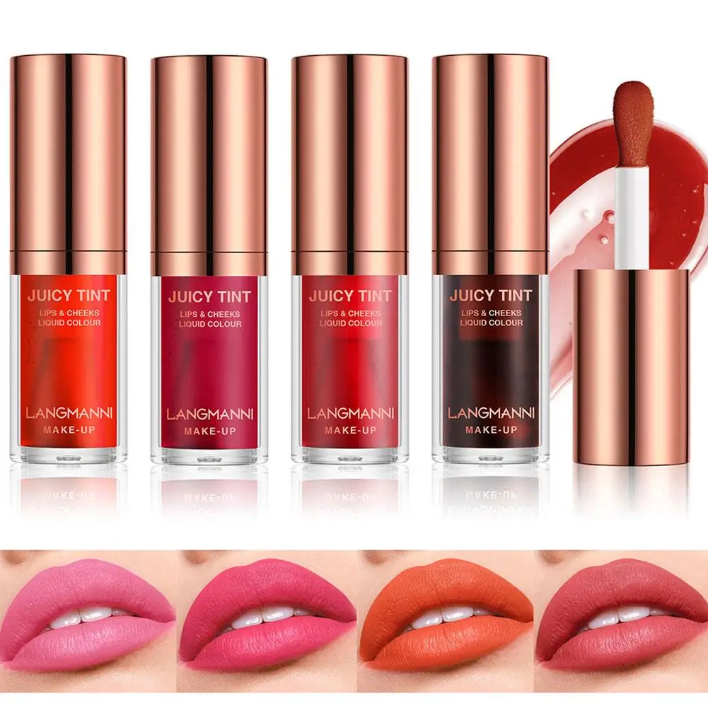 Brillo de labios de terciopelo resistente al agua, lápiz labial largo, tinte de labios hidratante, no taza de cosméticos, palo de duración Li W4S1