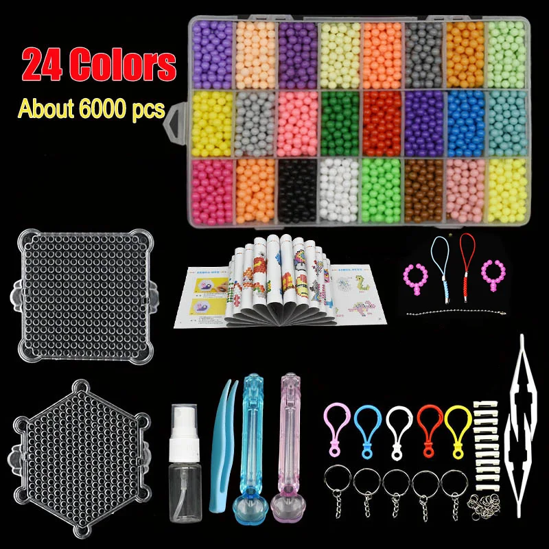 Kit De 8500 Cuentas De Agua En 32 Colores – Con Accesorios Para Manualidades – Sin Pegamento Ni Plancha – Ideal Para Niños Y Regalos Creativos