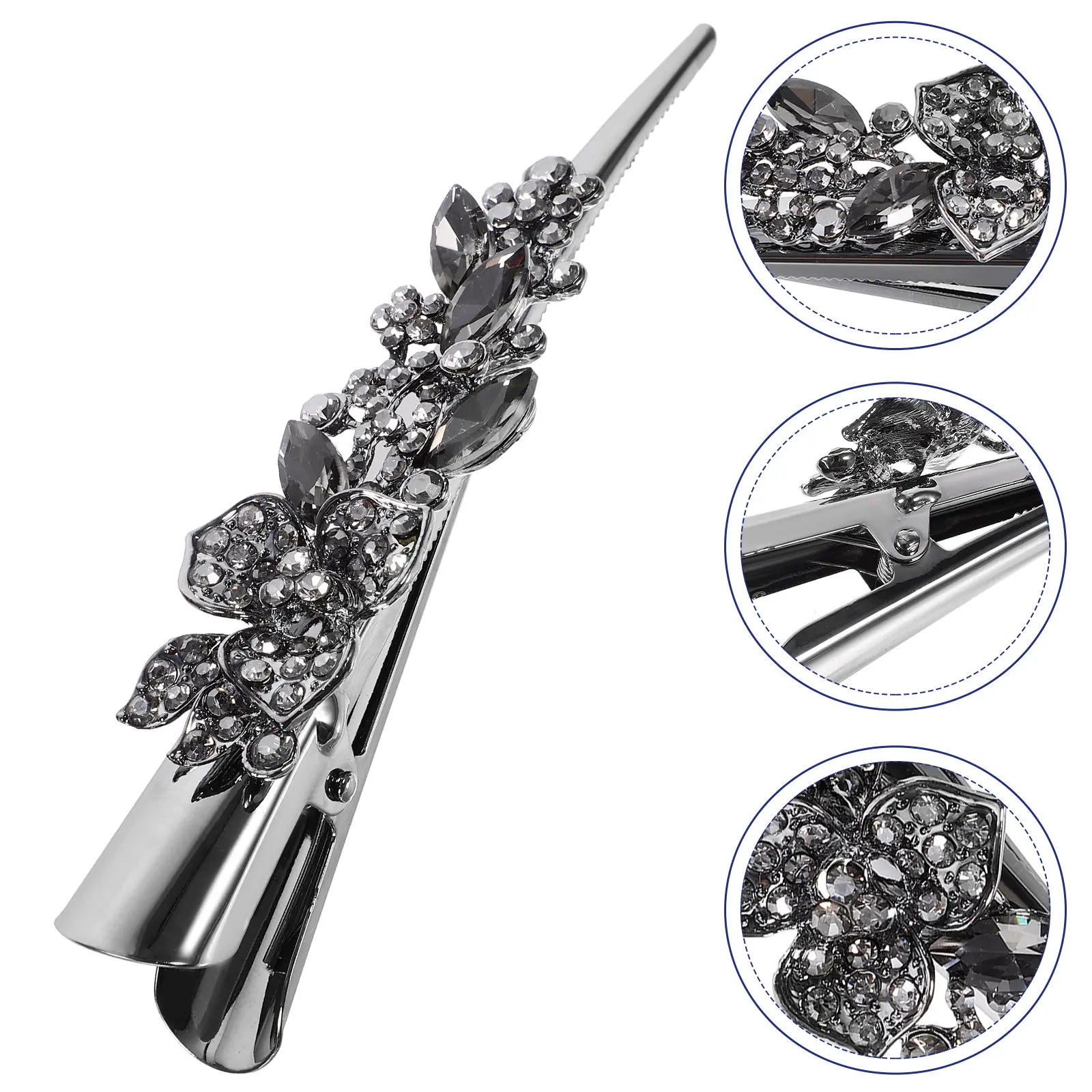 

Rhinestone Alligator Hair Clip Large Vintage Style Barrette Styling Accessory for Work Date Party Sparkle Bling