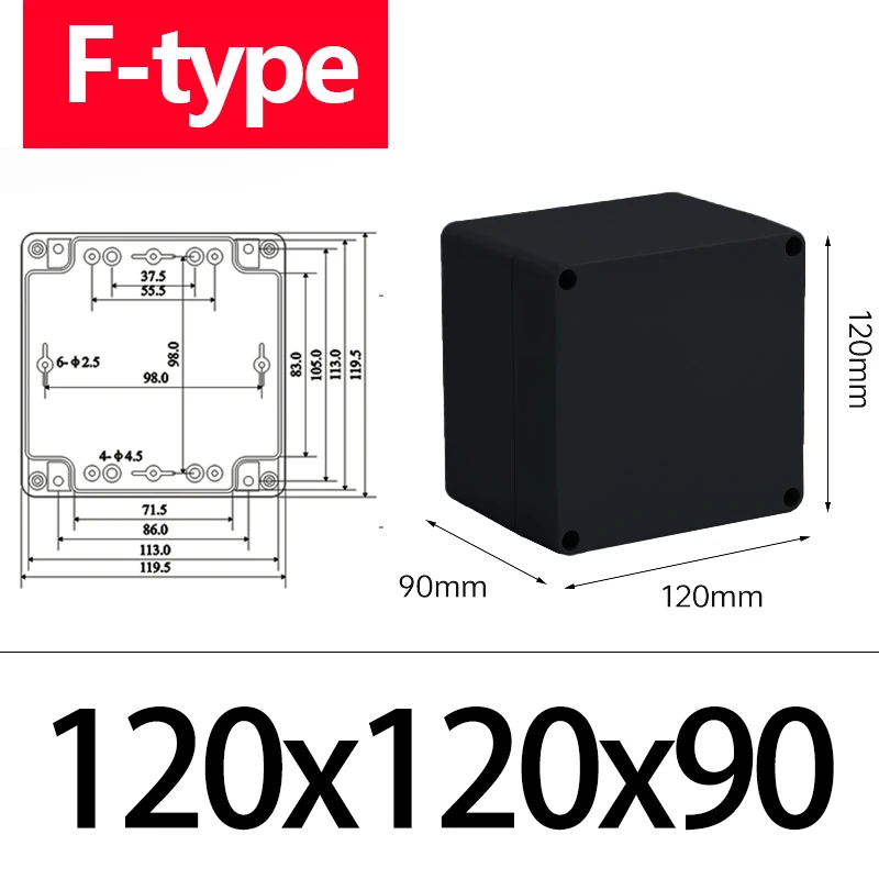 ABS Wasserdichtes Boxgehäuse Elektronisches Safe Gehäuse Kunststoffboxen Schwarzer Drahtanschlusskasten Kunststoff-Organizer IP67 Wasserdichtes Gehäuse