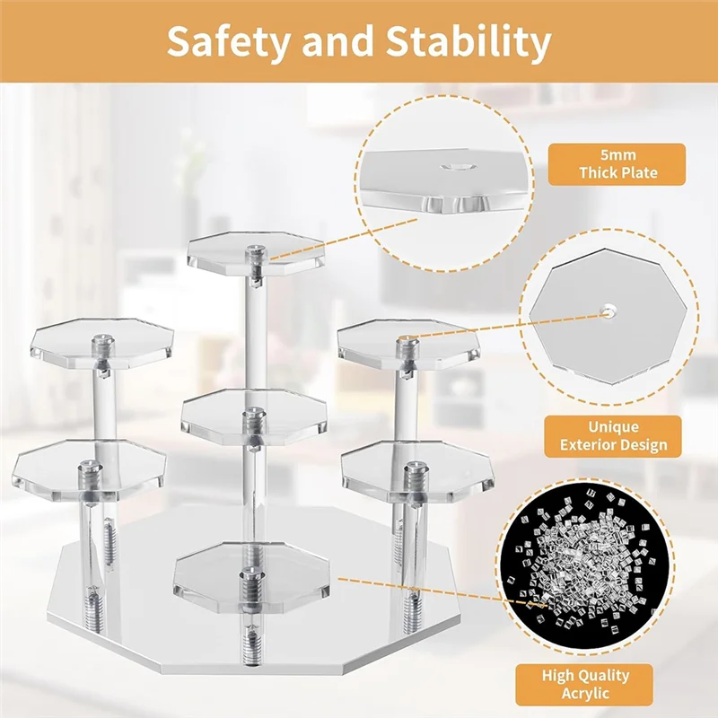 Acrylic Risers Display Stand,7Tier Perfume Organizer and Cupcake Stand,Storage Display Stand for Collectibles and Crafts