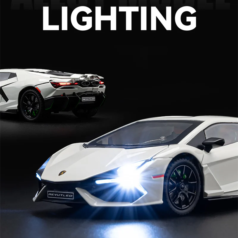 1:24 Revuelto Alloy Sports Car Model Diecast Metal Racing Car Vehicles Model Sound and Light Simulation Collection Kids Toy Gift