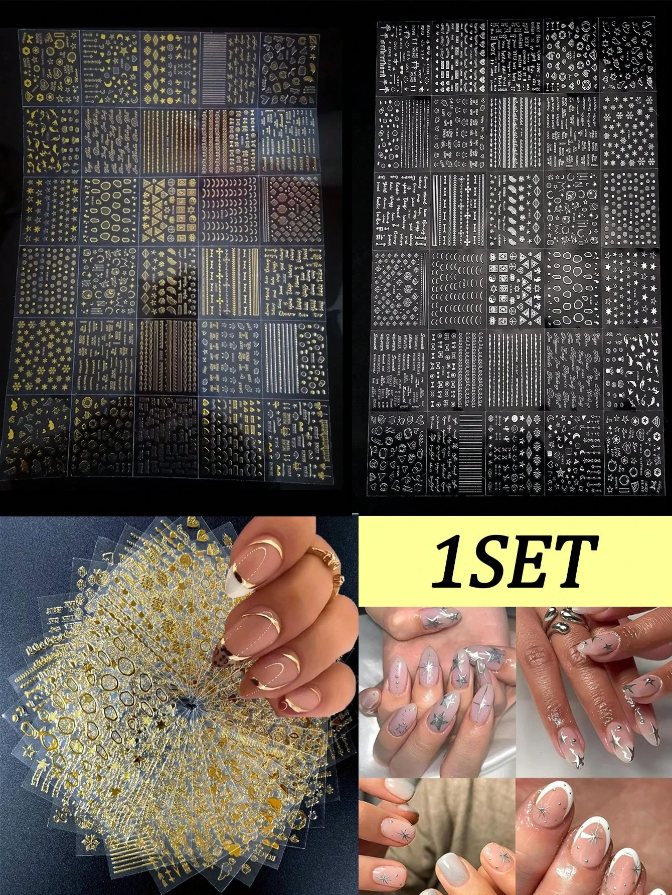 60 Shets Gold Nail …