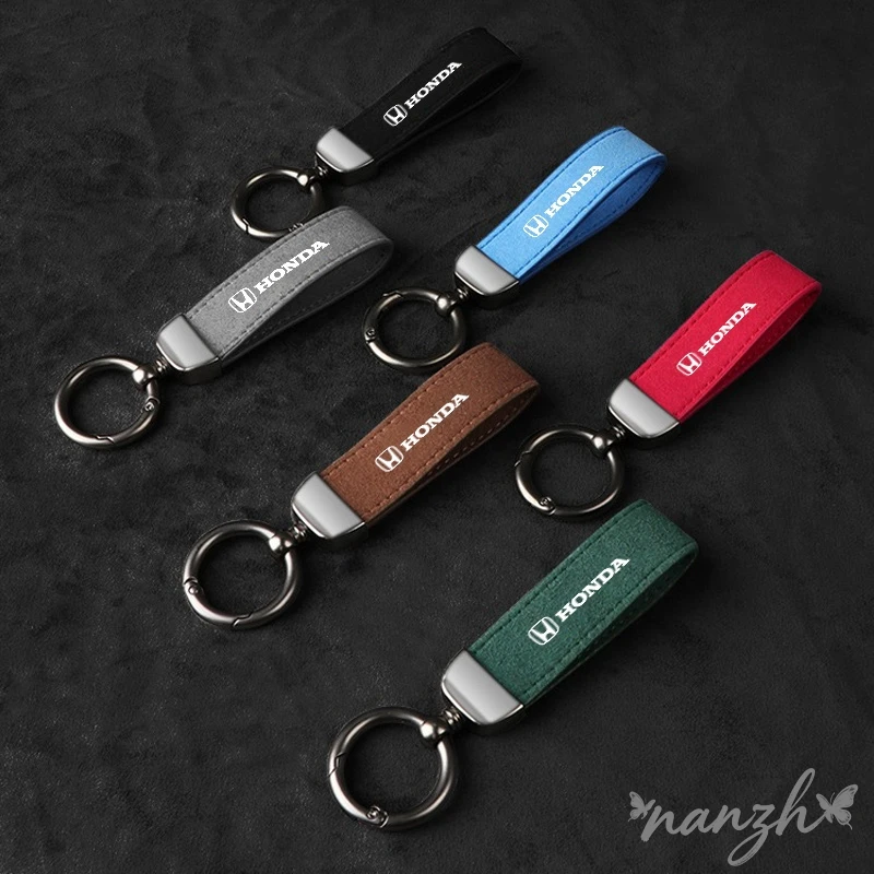

Rings Emblem Keyring Leather Car Styling Keychain For Honda Civic Accord Fit City Vezel CRV Odyssey Pilot Jazz Prelude Sticker