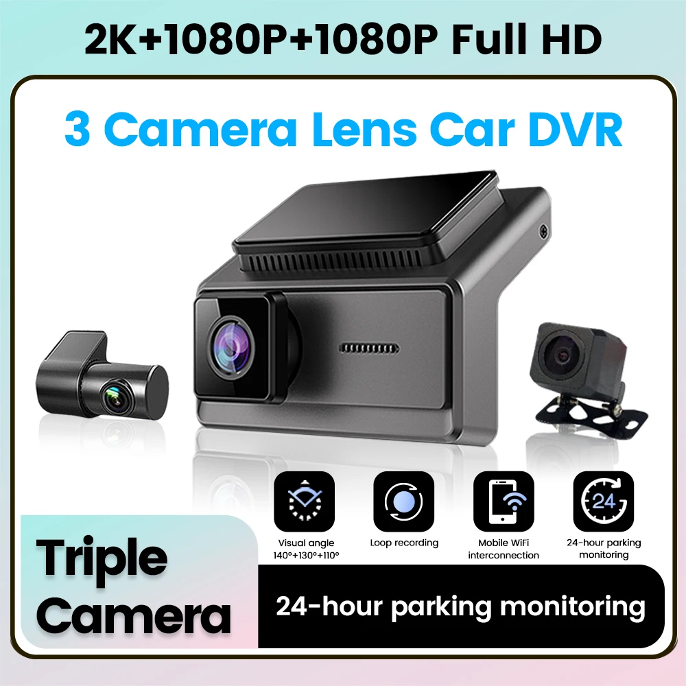 2K+1080P Car Recorder Q6 Q7 Q8 ADAS Driver Assistance 24H Parking Monitoring Automatic Loop Recording Wide Angle Video Camera