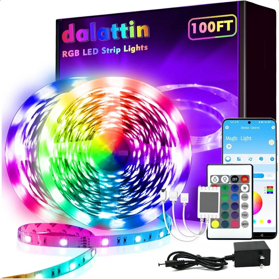 Taśmy LED 30m (2 rolki po 15m) Bluetooth+IR RGB Zmieniające Kolor Światła LED Inteligentna Aplikacja Synchronizacja z Muzyką do Sypialni Pokoju na Imprezę
