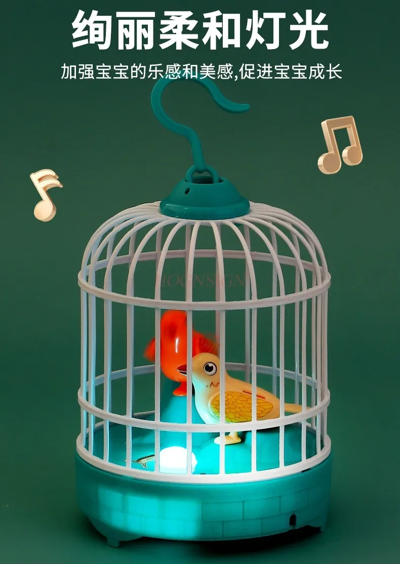 Gaiola de pássaros de indução de luz elétrica brinquedos infantis aprendendo a falar simulação pássaros controlados por voz