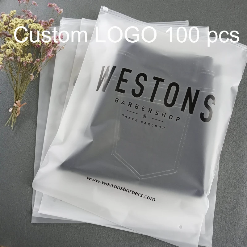 

Custom LOGO Matte Print Pe Zipper lock Poly Zipper Lock Frosted Plastic Packaging Bag For Clothes