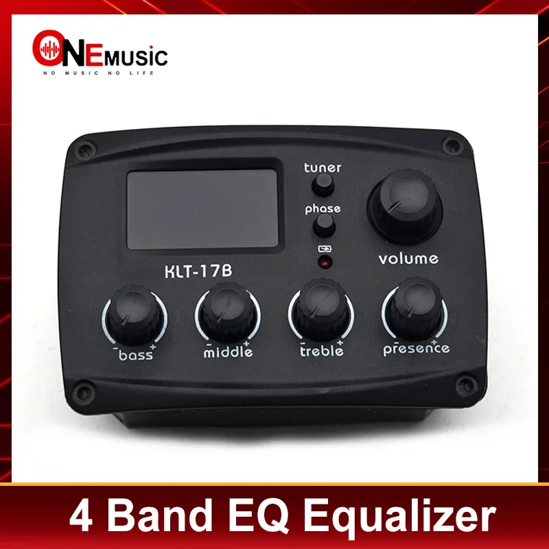 KLT-17B Acoustic Guitar EQ Preamp 70*48mm with Digital Procedding Tuner 4 Band EQ Equalizer with Tuner Guitar Pickup