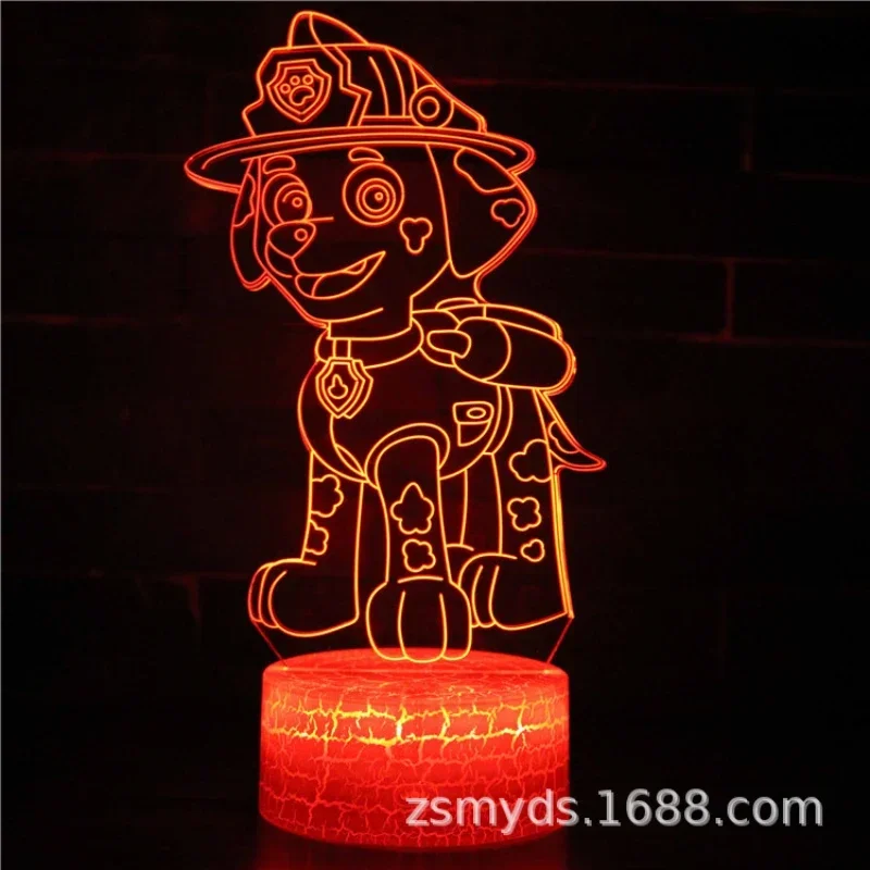 Lámpara 3D de dibujos animados de la serie de la patrulla canina, lámpara de mesita de noche Led, adornos creativos, juguetes para niños, regalos de cumpleaños