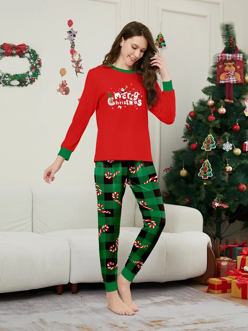 2025 Christmas Family Matching Pajamas Santa Merry Xmas Print Pjs Adult Child Clothing Outfit set Baby Jumpsuit+Dog Clothes