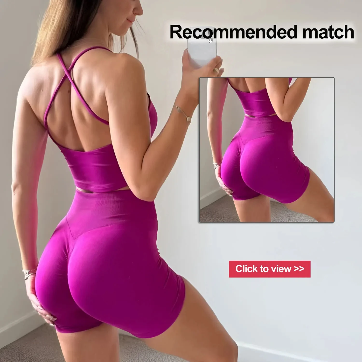 

Женский комплект для йоги из 2 предметов: топ с бретелями и эффектом пуш-ап, шорты с высокой талией, быстросохнущие, дышащие, бесшовные, для спортзала, бега и тренировок.