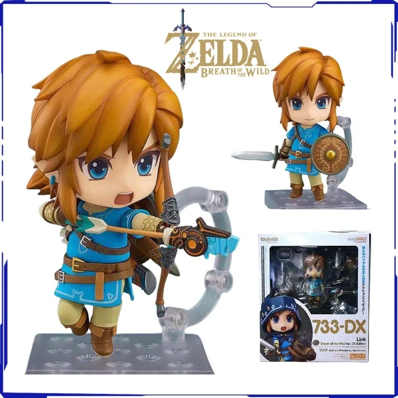 10CM The Legend of Zelda: Breath of The Wild 733DX Deluxe Edition Link Q Version of The Clay Man Joints Are Mobile Figure Model