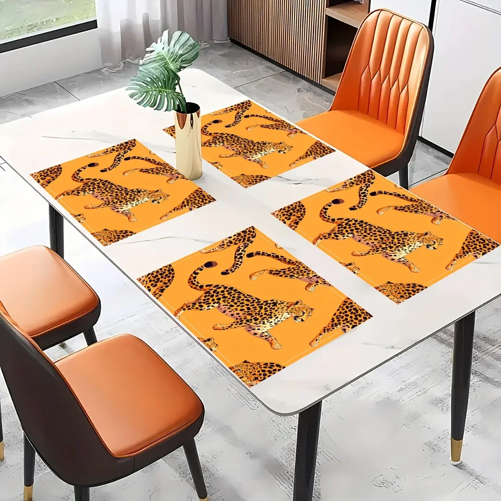 Leopard Print Seamless Pattern Animal Print Wildcat African Style Bright-colored Placemats Fashionable Printed Table