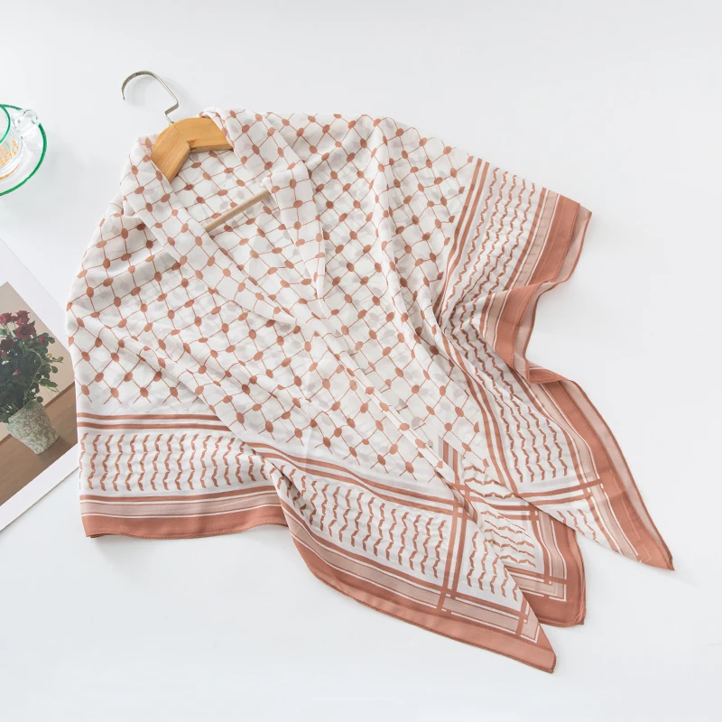 

115cm Chiffon Keffiyeh Kerchief Square Headscarf Islam Arab Palestine Head Neck Scarves Headwrap