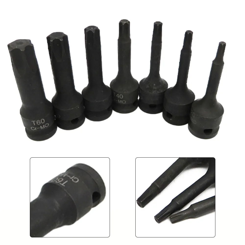 7pcs 3/8 Inch Drive Torx Bit Socket Star Hex Socket Wrnech T20-T60 Socket Set Suit Are Firmly Packed In A  Blow-molded Suitcase