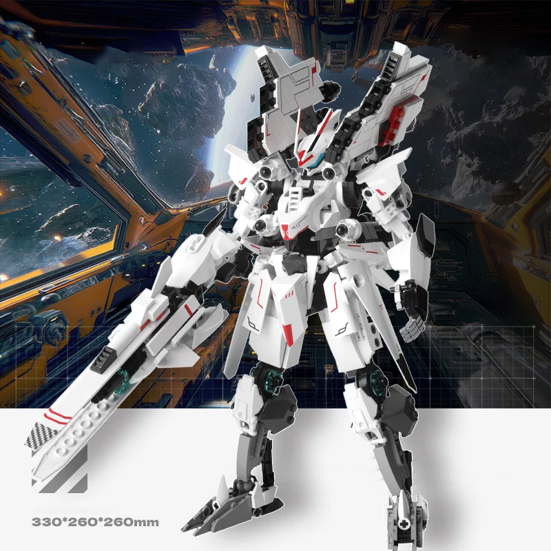 F5-A0011 نموذج تجميع مكعبات البناء أورورا بين النجوم باثفايندر، مع حزمة نفاثة ومدفع ليزر، نموذج ميكا الإنسان
